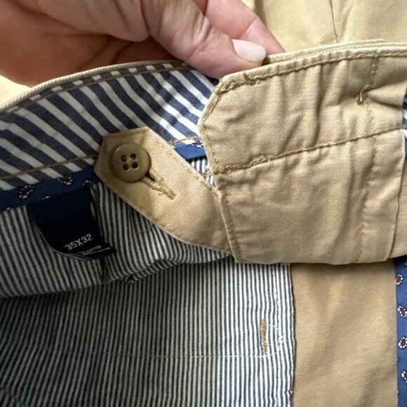 Cremieux Chino Pants Mens 35x32 Pleated Tan Casual Cotton Work Preppy - Picture 6 of 13